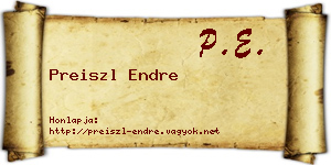 Preiszl Endre névjegykártya